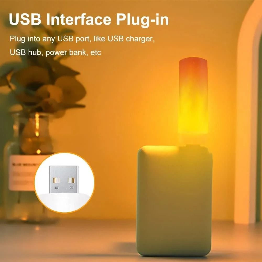 USB LED Flame Effect Light Bulb with Flickering Fire Simulation