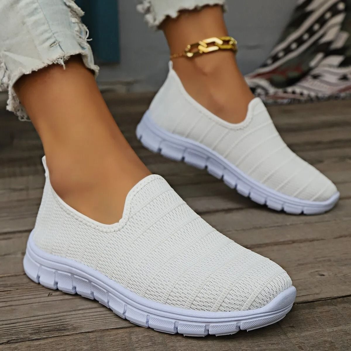 Womens Slip On Mesh Sneakers Summer Casual Lightweight Walking Loafers with Soft Sole and Breathable Design