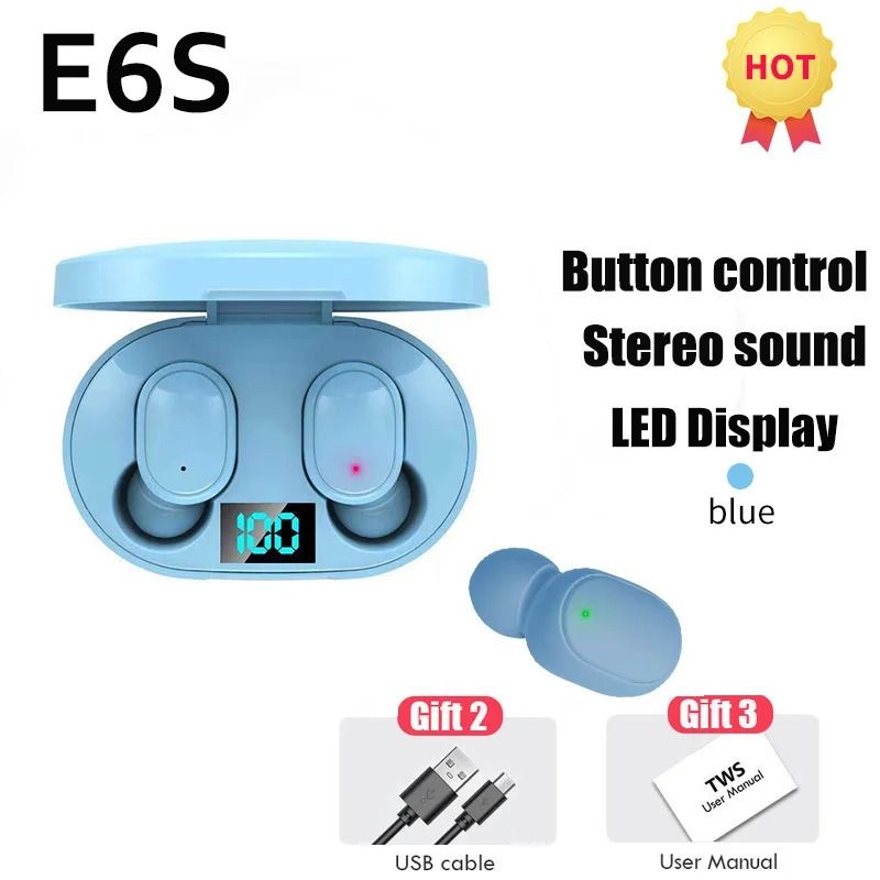 E6S TWS Wireless Bluetooth Earbuds with LED Display and Noise Reduction