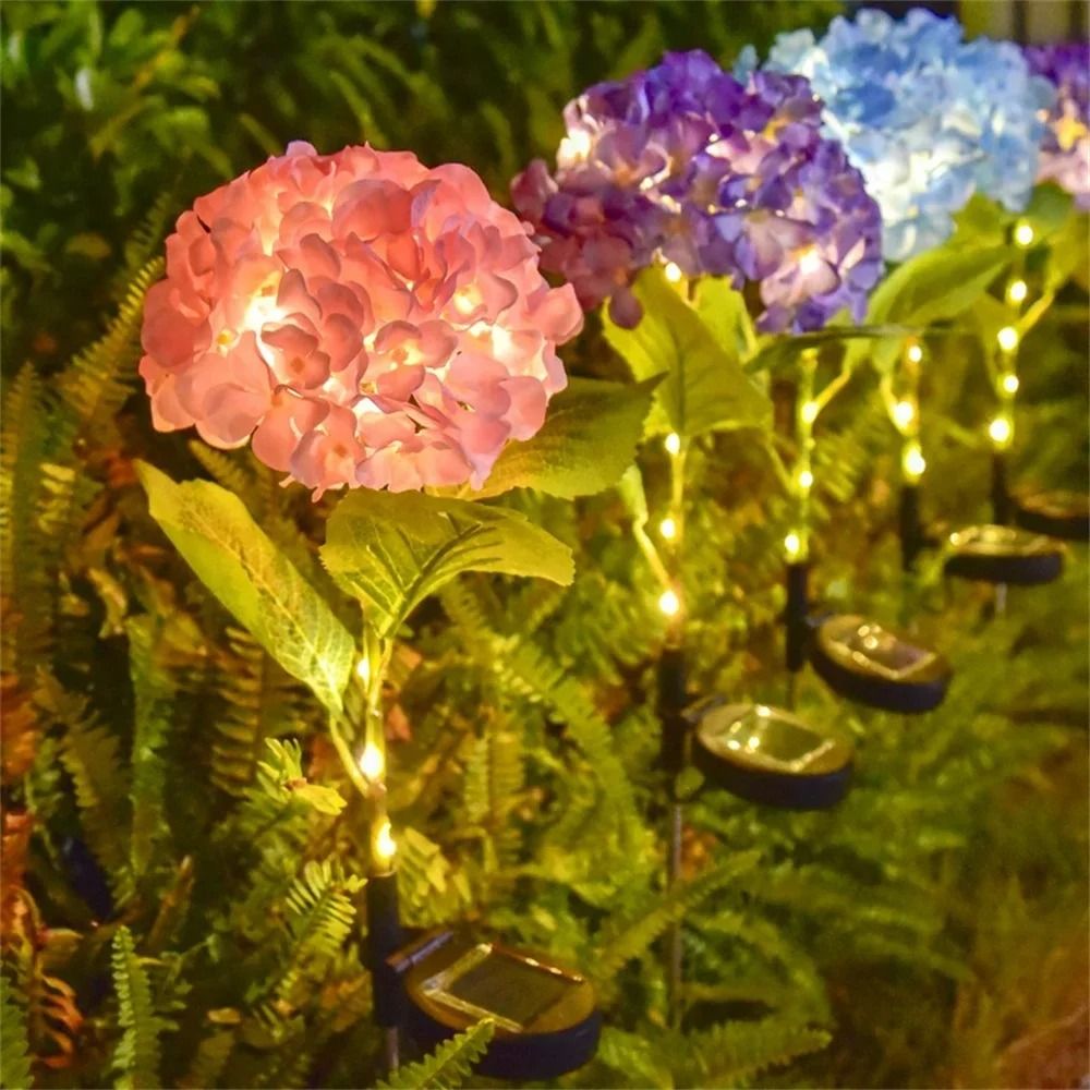 Solar Outdoor Hydrangea Garden Stake Lights