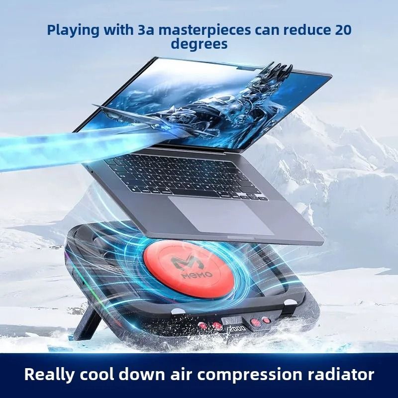 MEMO FL08 Gaming Laptop Cooling Pad Adjustable Laptop Cooler Stand Powerful Fan Cooling Base
