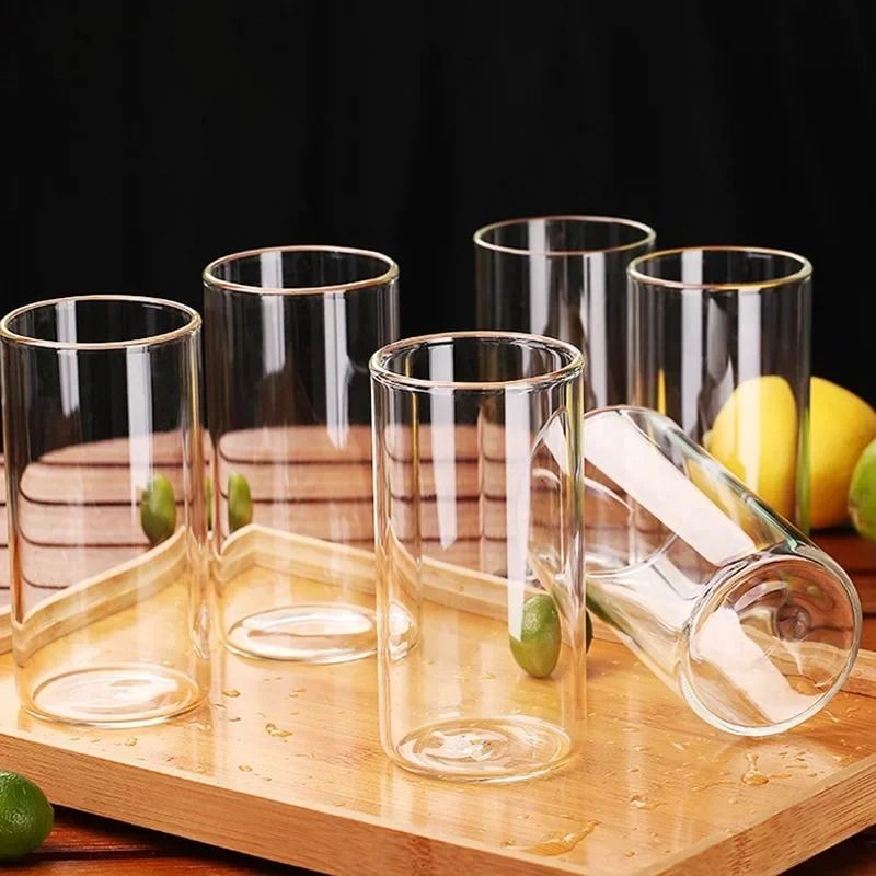 Creative Straight Glass Mug | Minimalist Family Beverage Cup