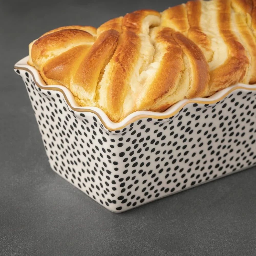 9-Inch Nonstick Ceramic Loaf Pan with Dot Pattern Oven-Safe Bread & Cake Baking Dish