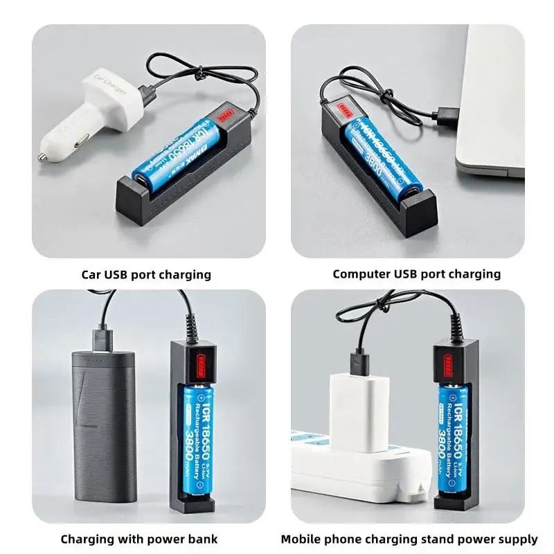Universal Single Slot Lithium Battery Charger for 18650 26650 14500