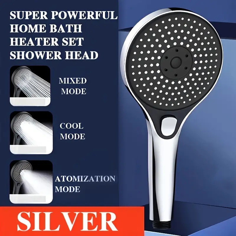Home Bathroom Three-Speed Pressurized Shower Head with Large Panel and Water Heater Combination Set
