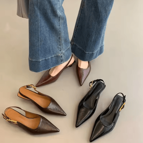 Summer Pointed Toe Slingback Mules – Elegant Low Heel Party Sandals