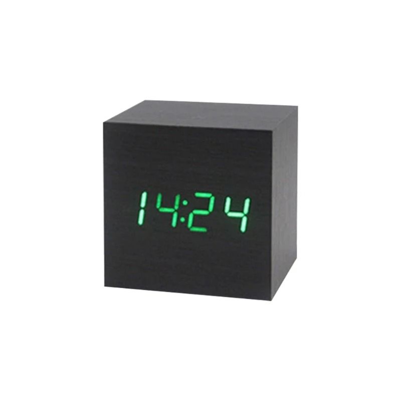 Wooden Cube Voice Control Alarm Clock
