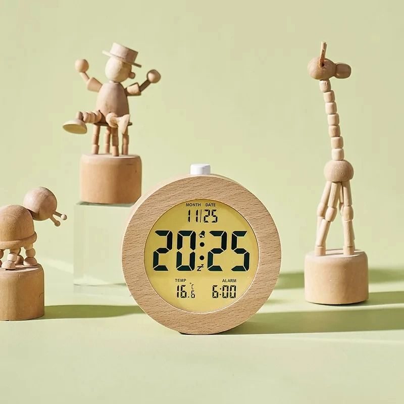 Wooden Alarm Clock – Multifunctional Electronic Desktop Display