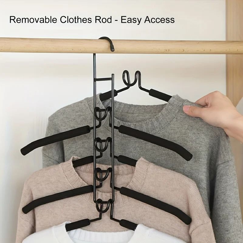 5 Layer Space Saving Clothes Hanger Detachable Multi Tier Closet Organizer