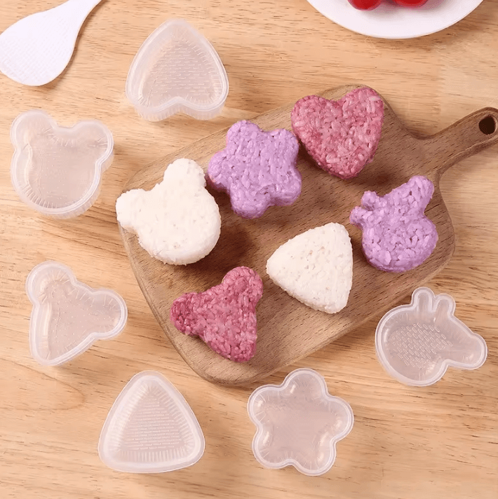 KawaiiRice Onigiri Mold Set Transparent Sushi Rice Mold Cartoon Kids Bento Rice Ball Maker