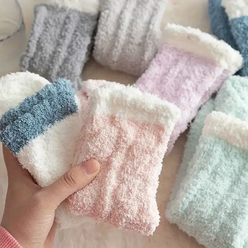 Thick Coral Fleece Winter Socks for Women, 5 Pair Set