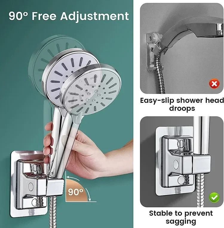 Adjustable Shower Head Holder Wall Mounted Self Adhesive Bracket