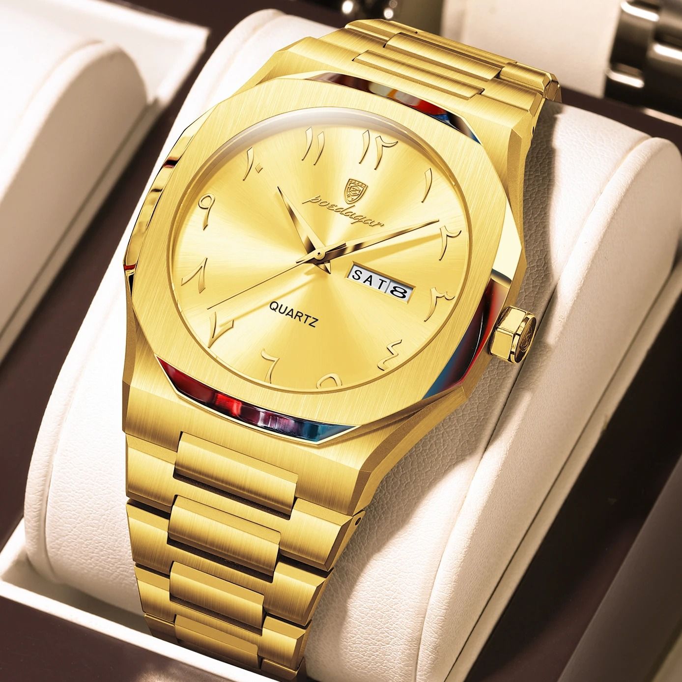 Mens Military Style Watch with Weekday Calendar and Waterproof Design
