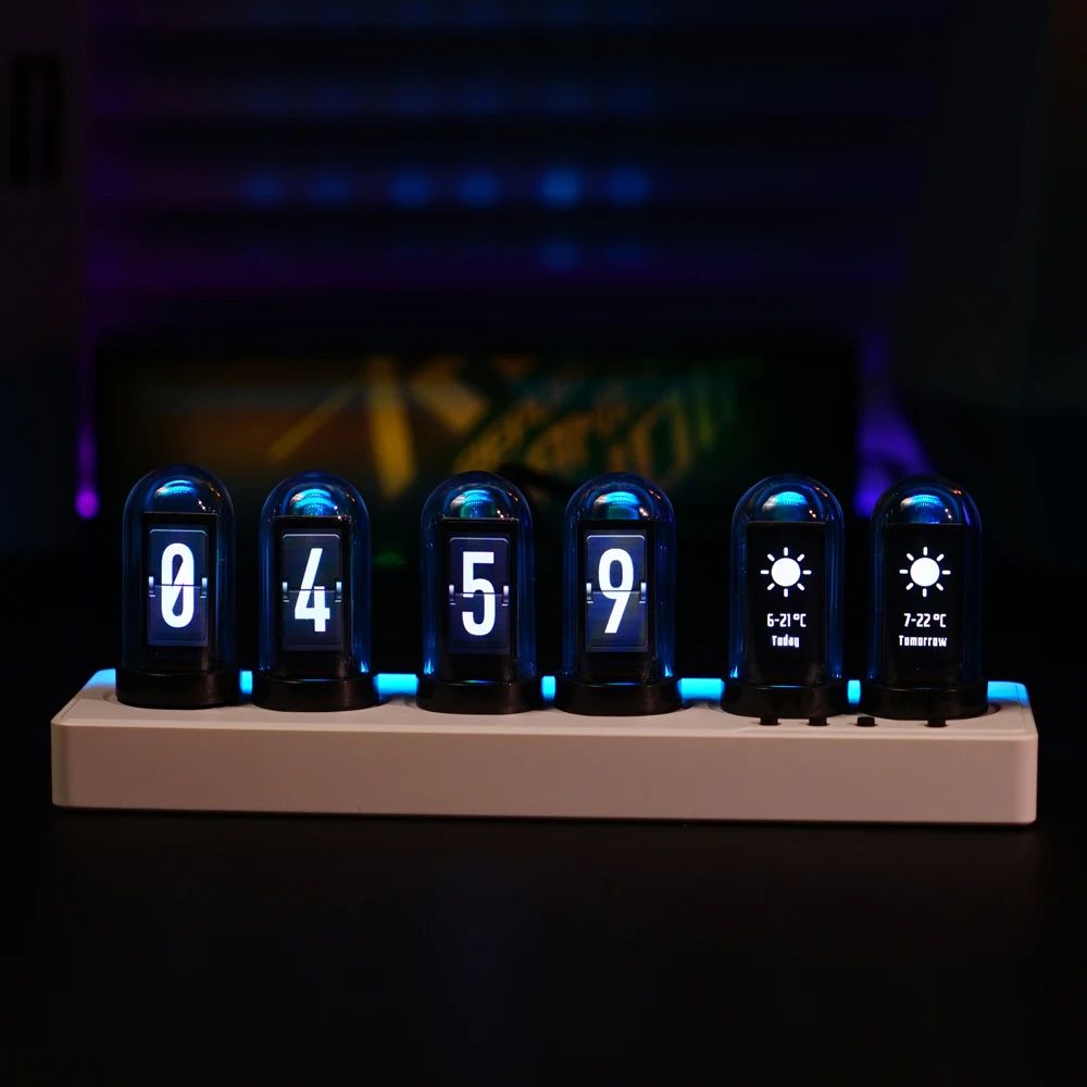 WiFi IPS Nixie Tube RGB Alarm Clock with DIY Display and Smart App Control