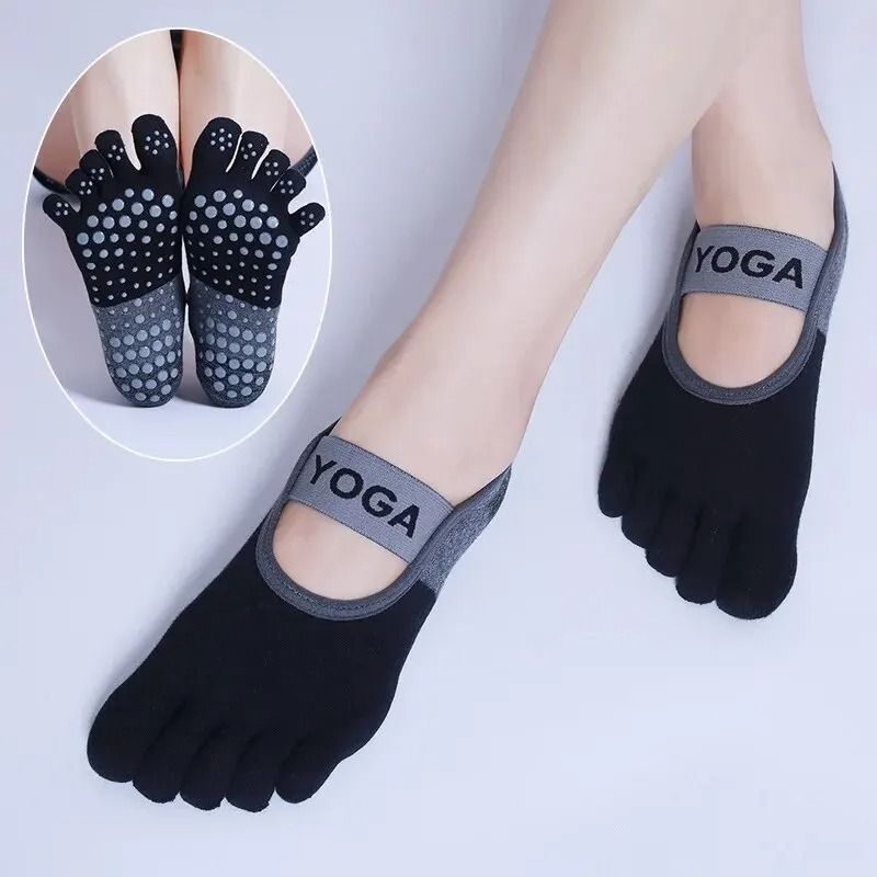 Five-Finger Backless Yoga Socks – High-Performance Non-Slip Pilates Grip & Breathable Cotton Ballet Dance Gear