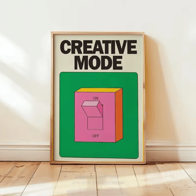 Cartoon Mental Health Switch Poster – Funny Toilet Yoga Minimalist Wall Art (Frameless)