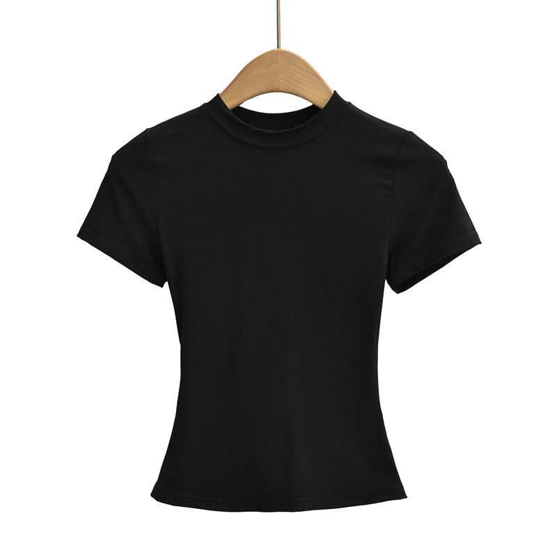 Sexy Slim Fit Casual T-Shirt for Women Trendy Solid Color Short-Sleeve Fashion Top