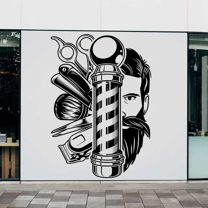 Vintage Barber Shop Decal – High-Definition Professional Grooming Wall Mural