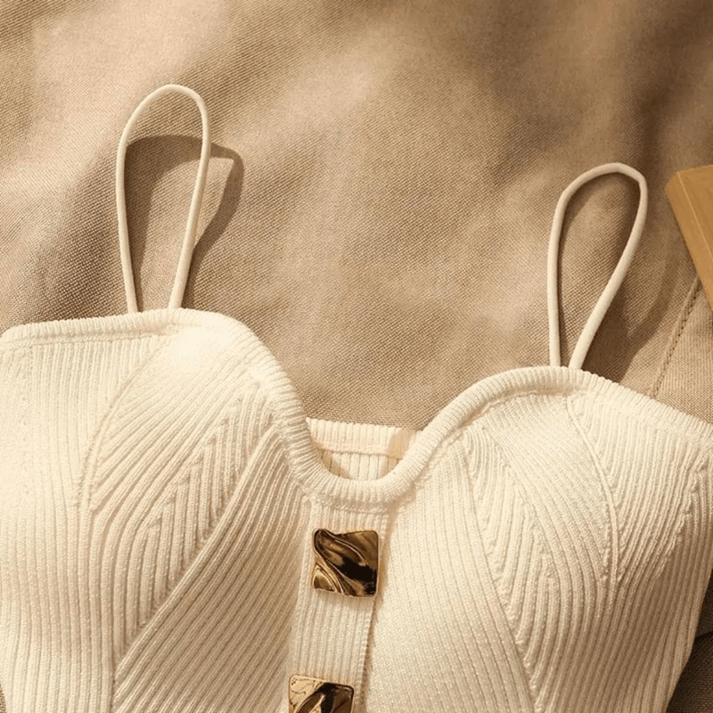 VelaFit Knitted Deep V Neck Tank Top for Summer Styling