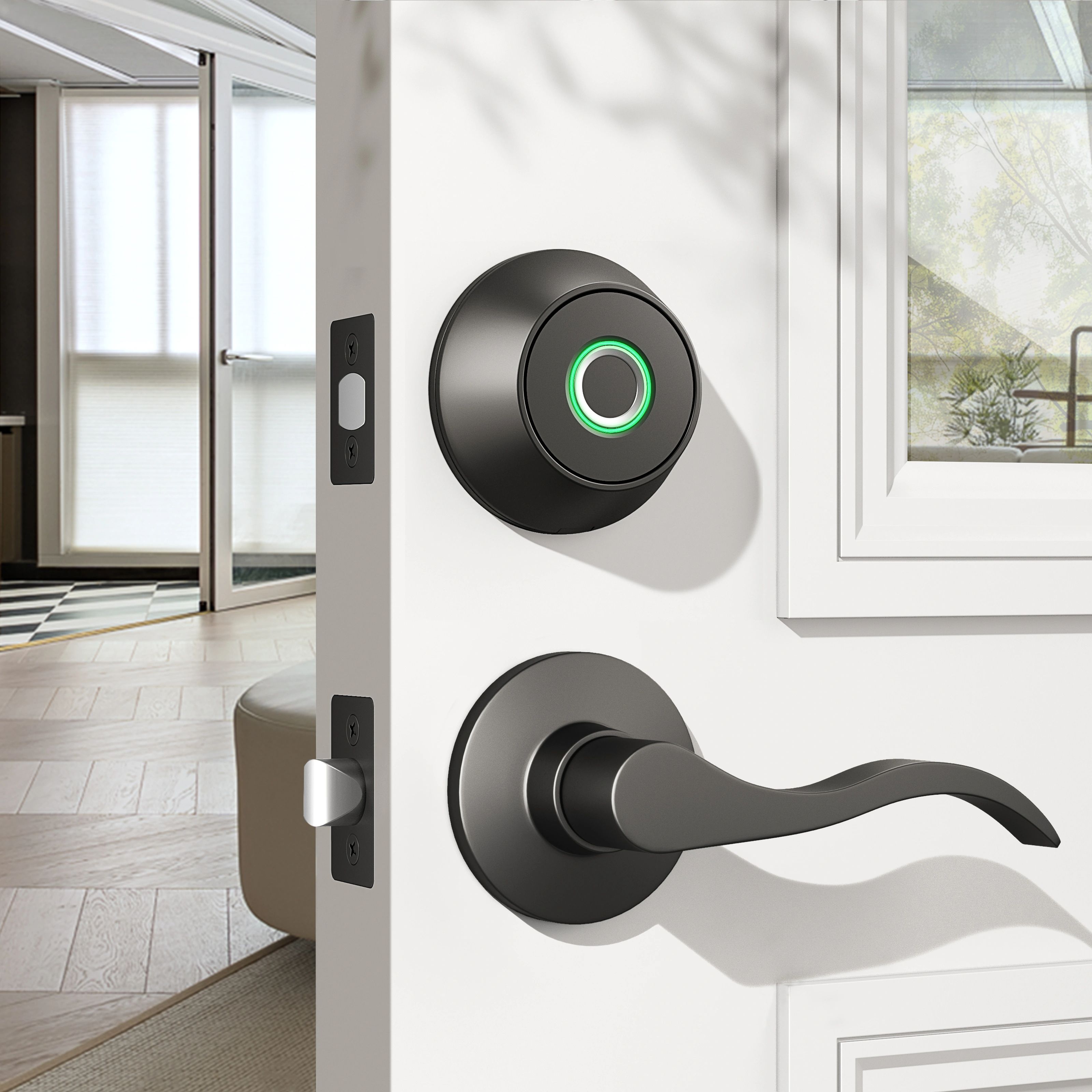 Automatic Smart Deadbolt Lock with Fingerprint, Bluetooth & Key Unlocking, Keyless Entry