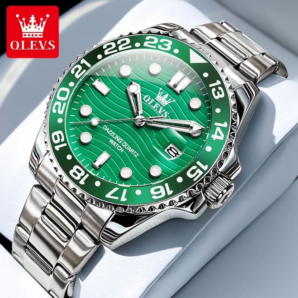 OLEVS 3610 Luxury Waterproof Stainless Steel Men's Quartz Watch with Luminous Calendar