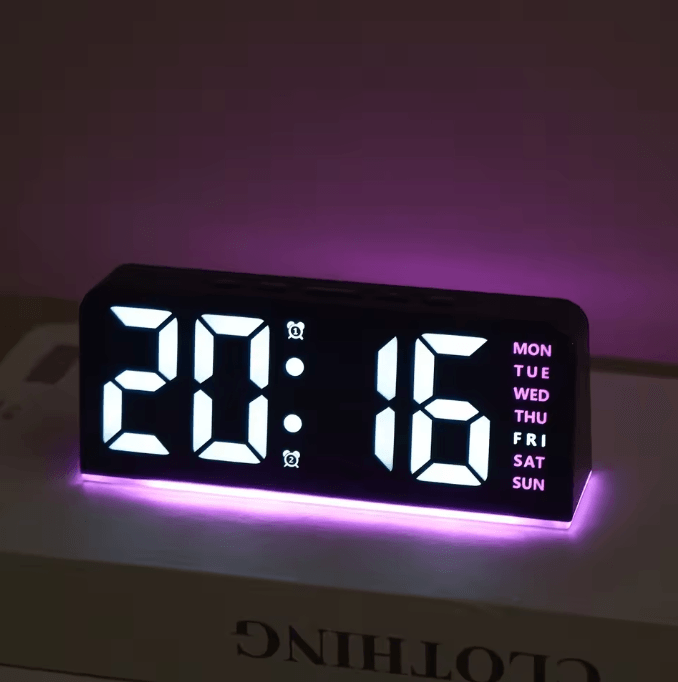Modern LED Digital Alarm Clock – Temperature Display Desk Clock with Night Light, Snooze & Backlight