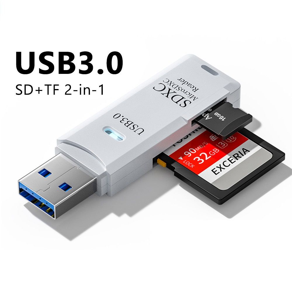 Dual Slot USB 3.0 Card Reader, High-Speed Micro TF & SD Adapter for Laptop & PC Accessories