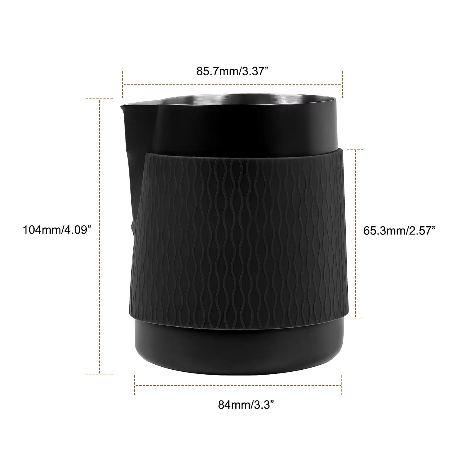 IKAPE Espresso Milk Pitcher V3 17 fl oz Frothing Jug Without Handle – Sharp Spout Professional Steaming Pitcher