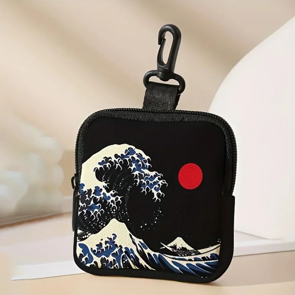 Cat Print Mini Coin Purse – Waterproof Artificial Leather Earphone & Card Bag