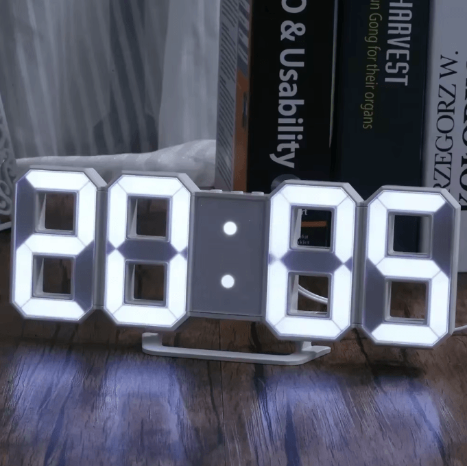 3D LED Digital Wall Clock Alarm Time Date Temperature Display Modern Desk and Wall Clock