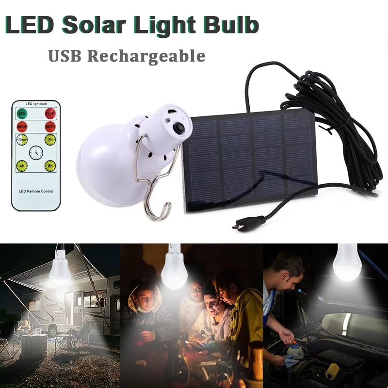 USB/Solar Rechargeable Portable Emergency LED Bulb for Camping Hiking Garden Outdoor