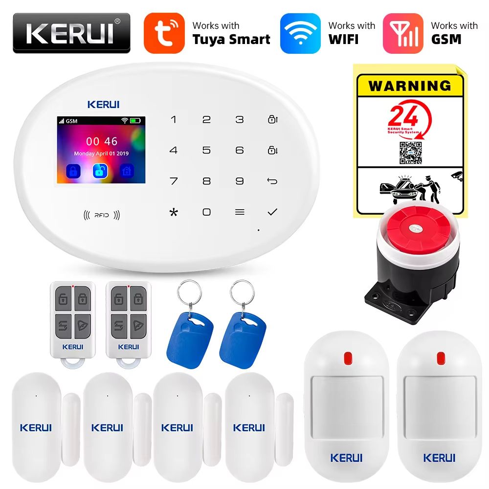 Tuya Smart 4.3-Inch WiFi + GSM Home Security Alarm System with Temperature Display