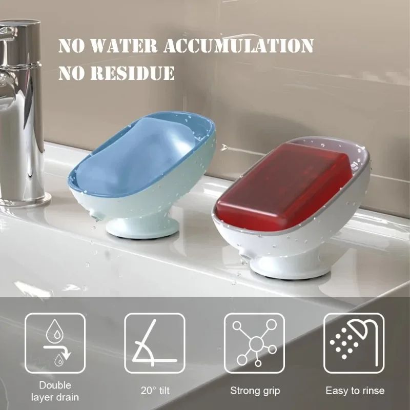 Self Draining Soap Holder Suction Bathroom Soap Dish