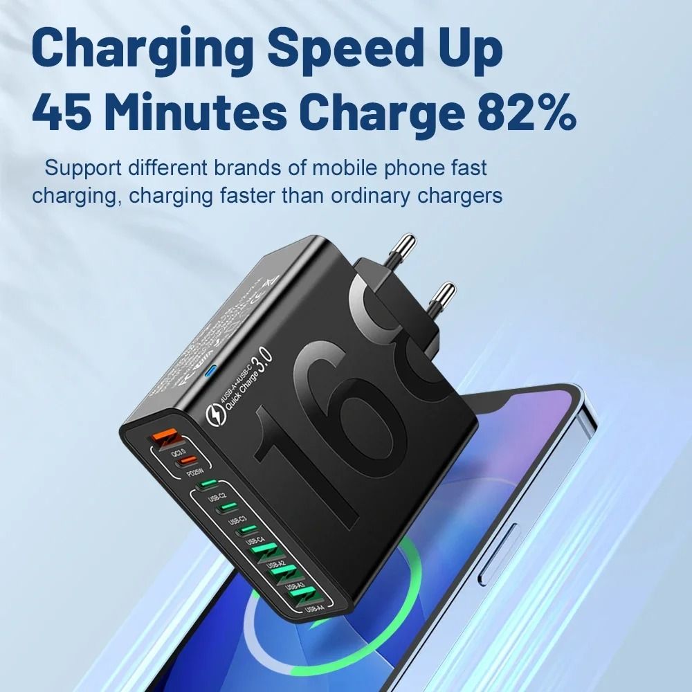 150W High-Fidelity 8-Port USB-C and PD Fast Charging Desktop Power Hub