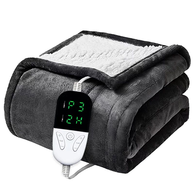 Electric Heated Throw Blanket Soft Plush 6 Heat Levels Auto Shut Off Safety Protection