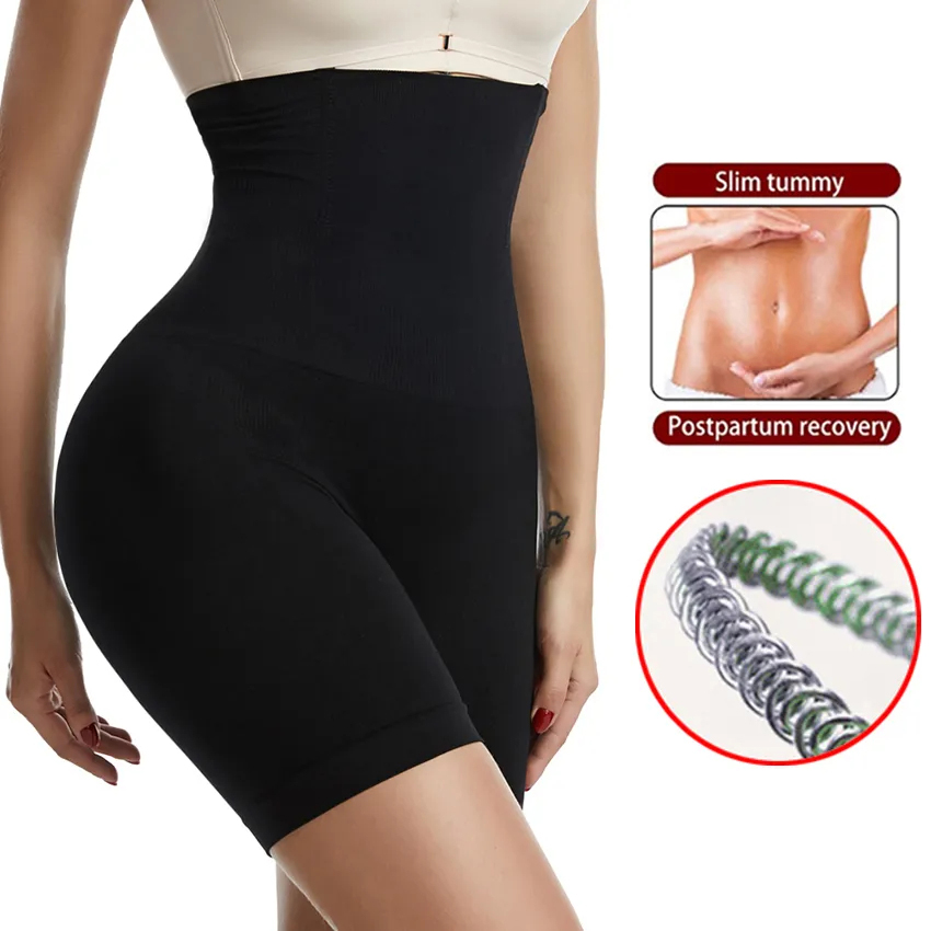 Butt Lifting Body Shaping Pants for Women, High Waist Flat Angle Postpartum Shaper Shorts with Slim Waist Trainer Design