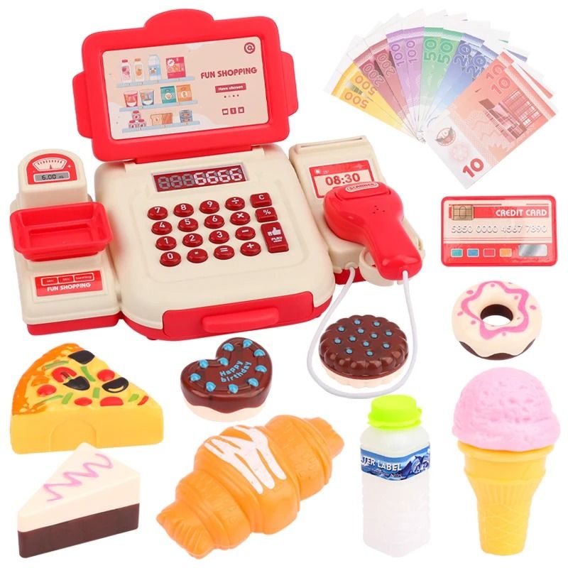 Kids Supermarket Cash Register Toy with Lights and Sound