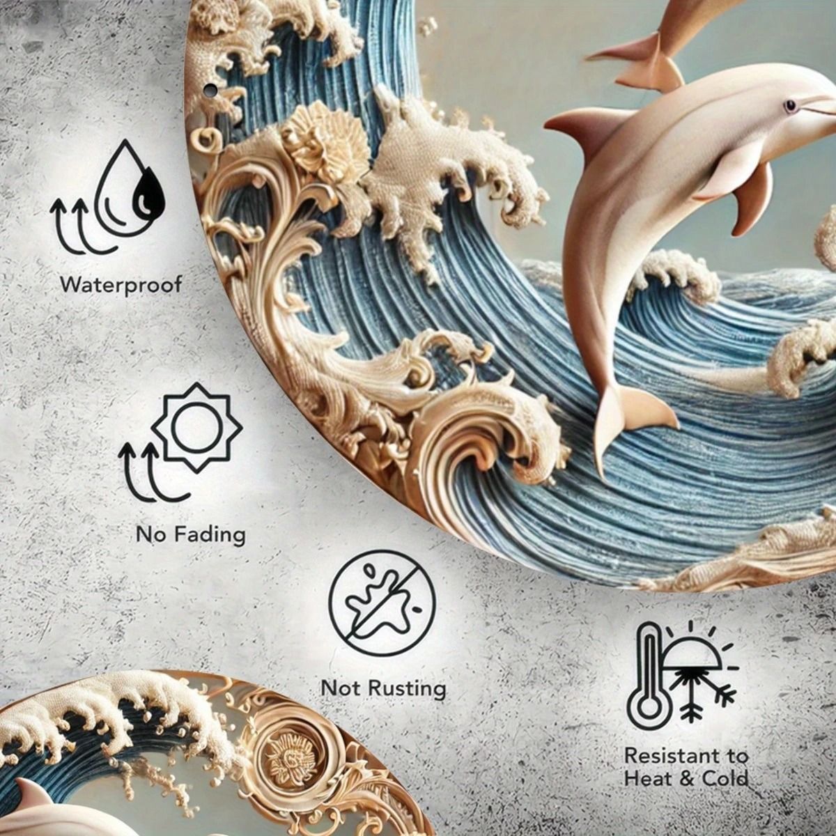 Wooden Dolphin Wall Decor 8 Inch Underwater Theme Coastal Wall Art