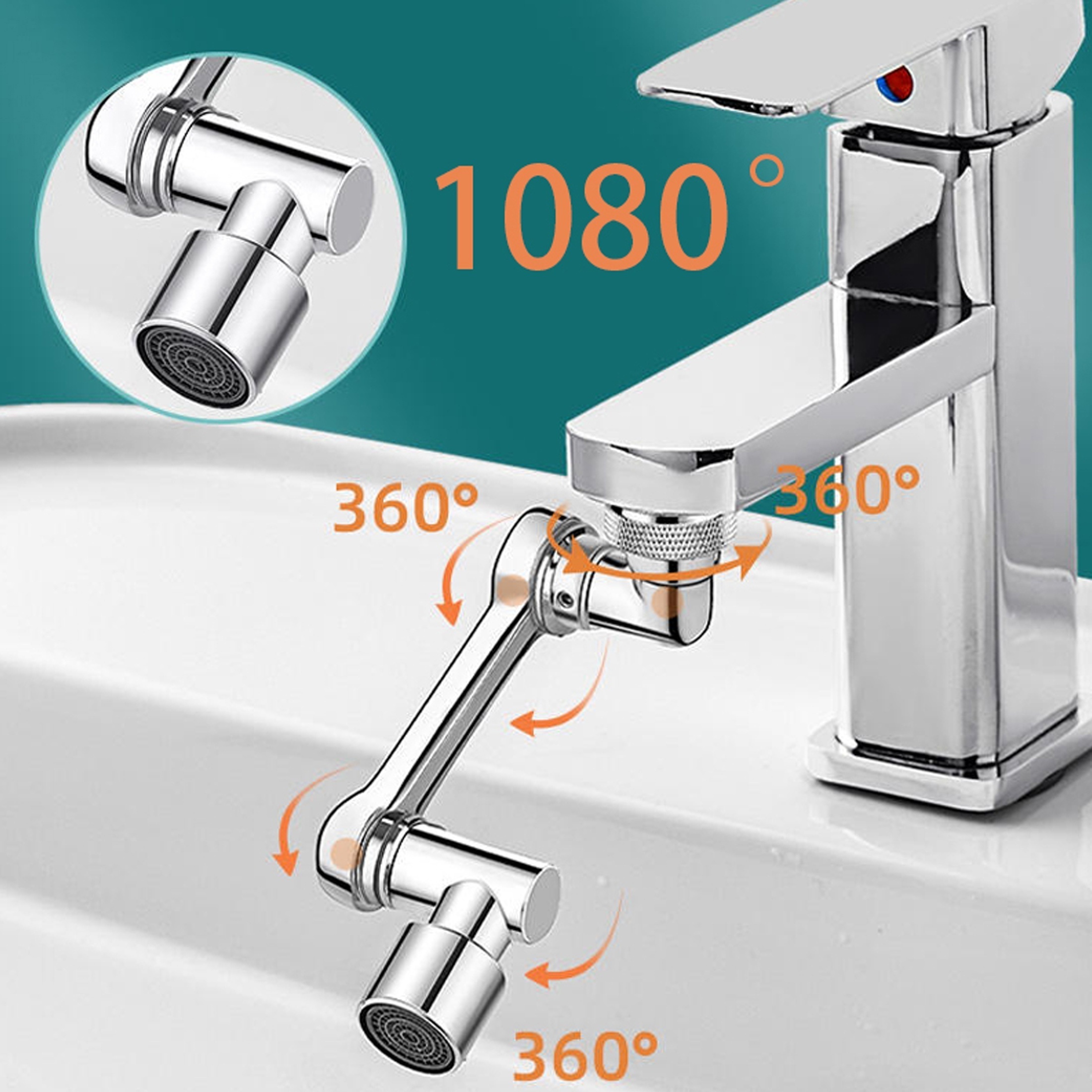 Rotating Faucet Extender Spray Head for Kitchen and Bathroom Sinks