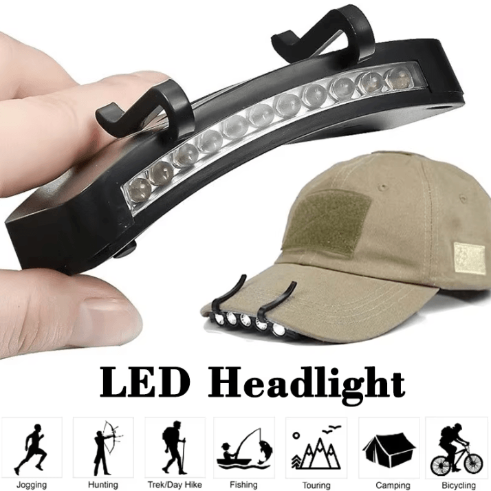 Super Bright LED Headlamp Clip-On Cap Hat Torch for Fishing, Camping, and Hunting