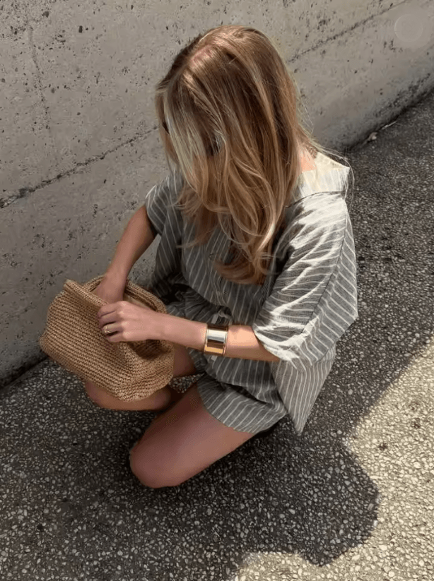 Striped Oversized Shirt and Shorts Set for Women Casual Two Piece Summer Outfit