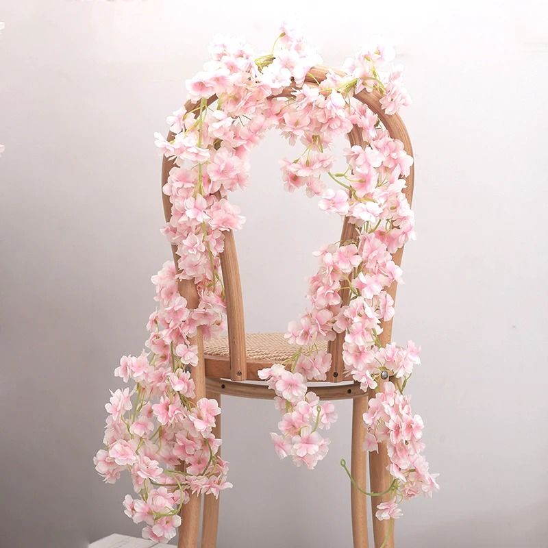 Artificial Sakura Flower Vine Hanging Floral Garland for Home and Wedding Decor