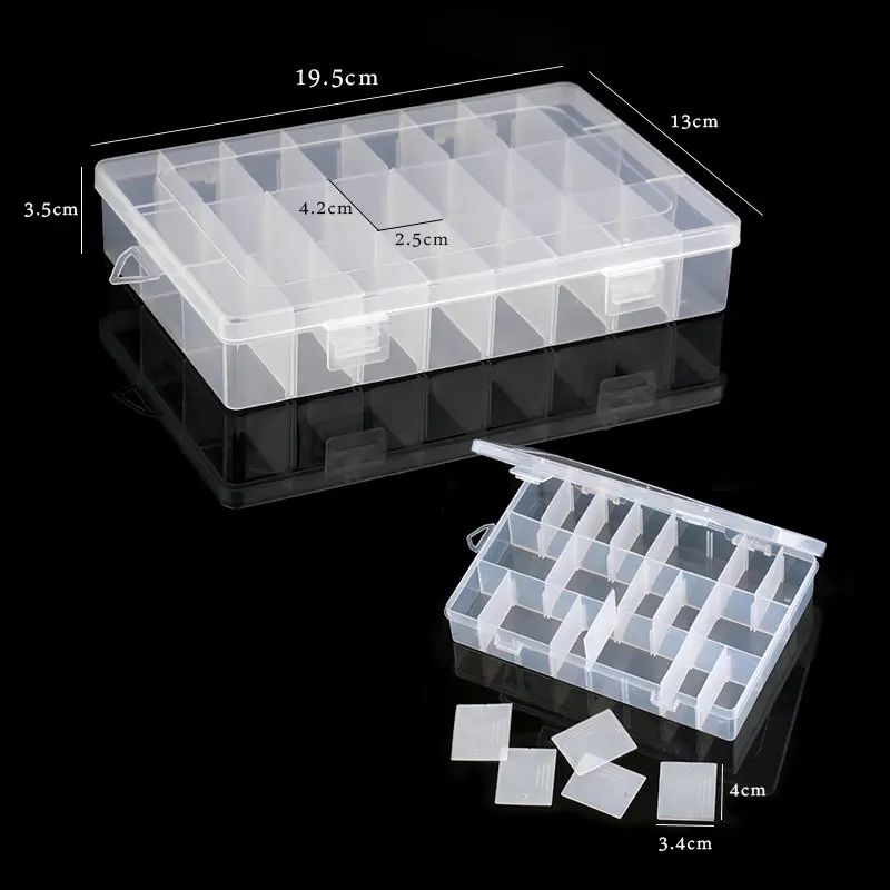 Transparent Adjustable Plastic Jewelry Storage Box with Compartments
