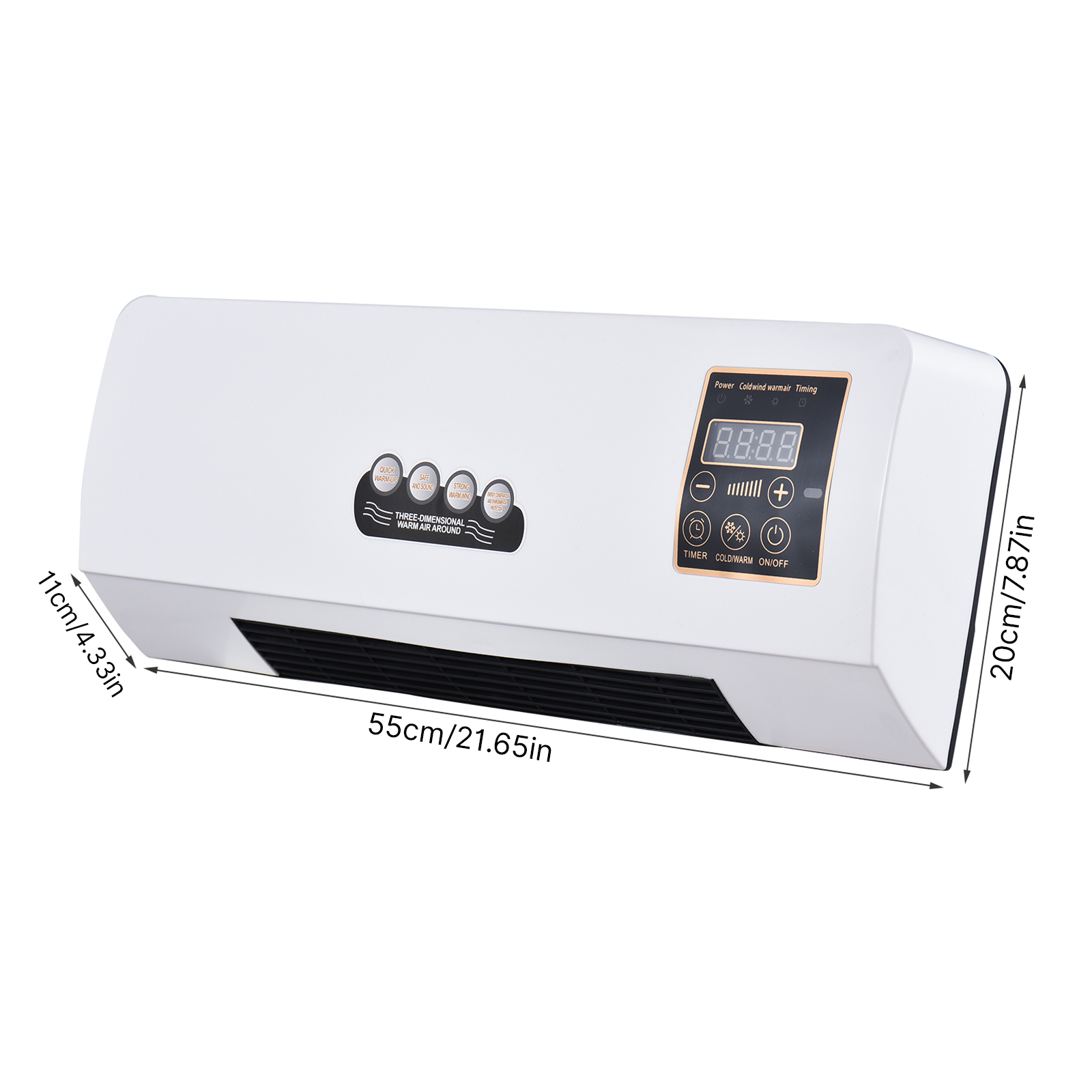 New Wall Mounted Space Heater and Fan Combo with Remote Control and Timer Electric Wall Heater