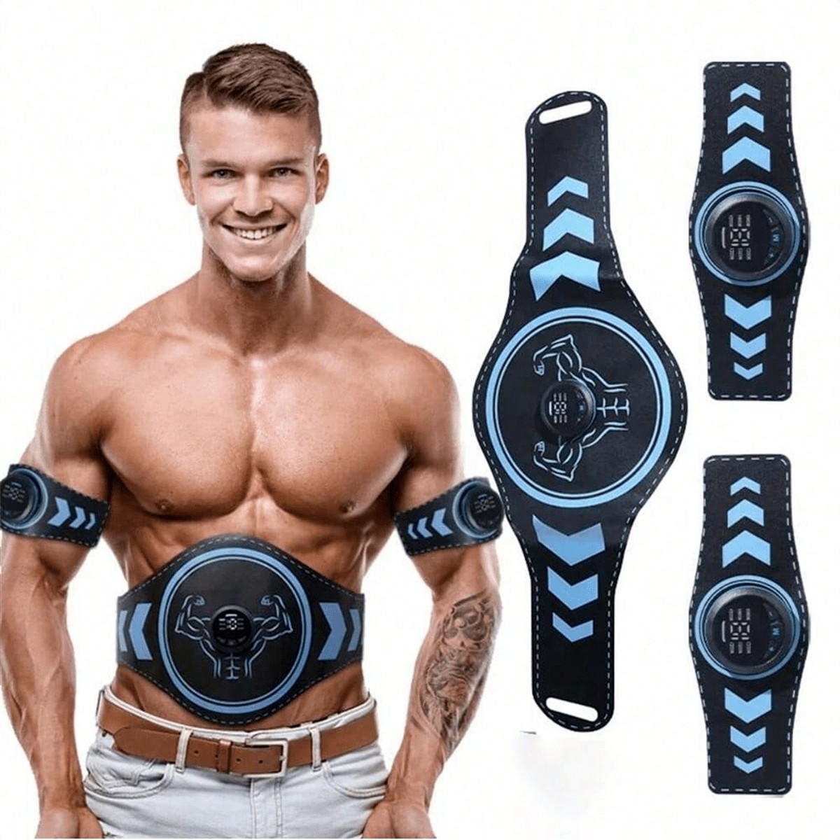 Muscle Training EMS Trainer, ABS Fitness Belt, USB Rechargeable Muscle Stimulator Home Gym for Men and Women