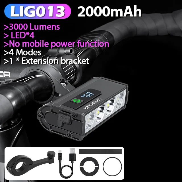 NEWBOLER 10000 Lumen Bike Light 10000mAh USB Rechargeable Waterproof Headlight
