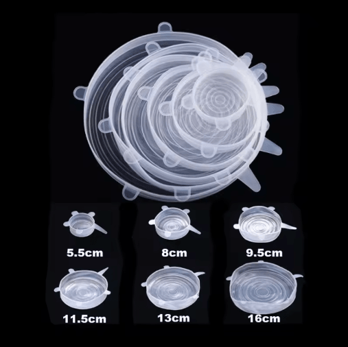 6-Piece Silicone Stretch Lids Reusable Fresh-Keeping Food Bowl Covers