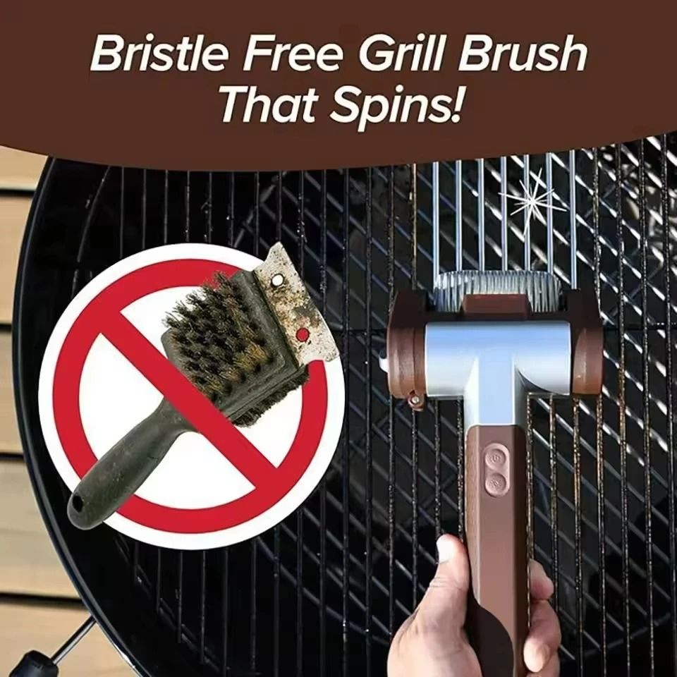 350RPM Electric Roller Grill Brush – High-Torque Stainless Steel Cleaner – Rechargeable Professional BBQ Scrubber