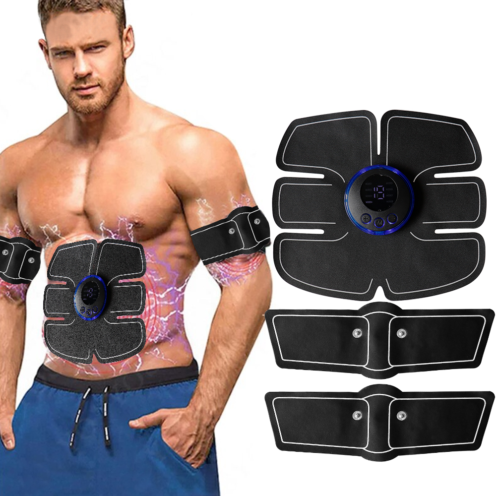 8-Mode Electrode ABS Stimulator, Fitness EMS Device Trainer, Abdominal Massager with 19-Gear Pad Adjustment