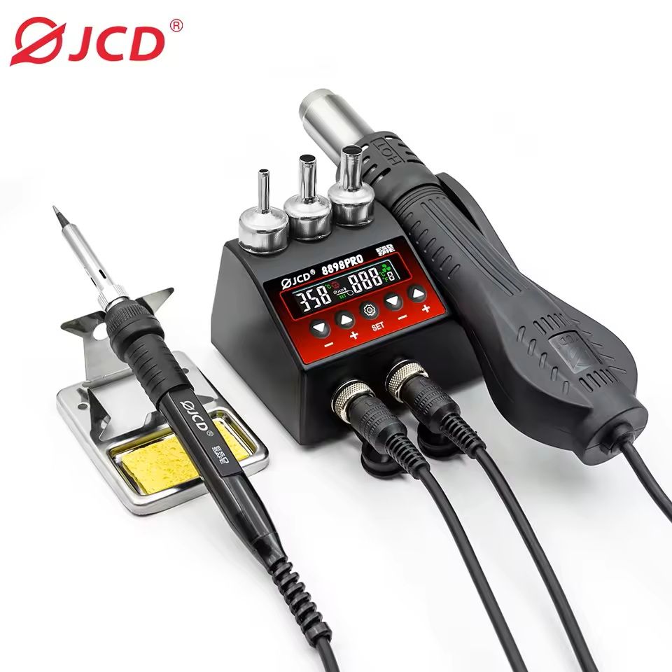 High-Power 2-in-1 Soldering Station with Hot Air Gun and Adjustable Temperature